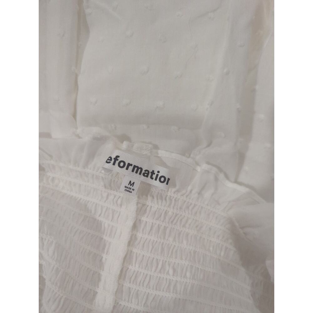 Reformation White Smocked Swiss Dot Dawson Dress NWT - Picture 4 of 9